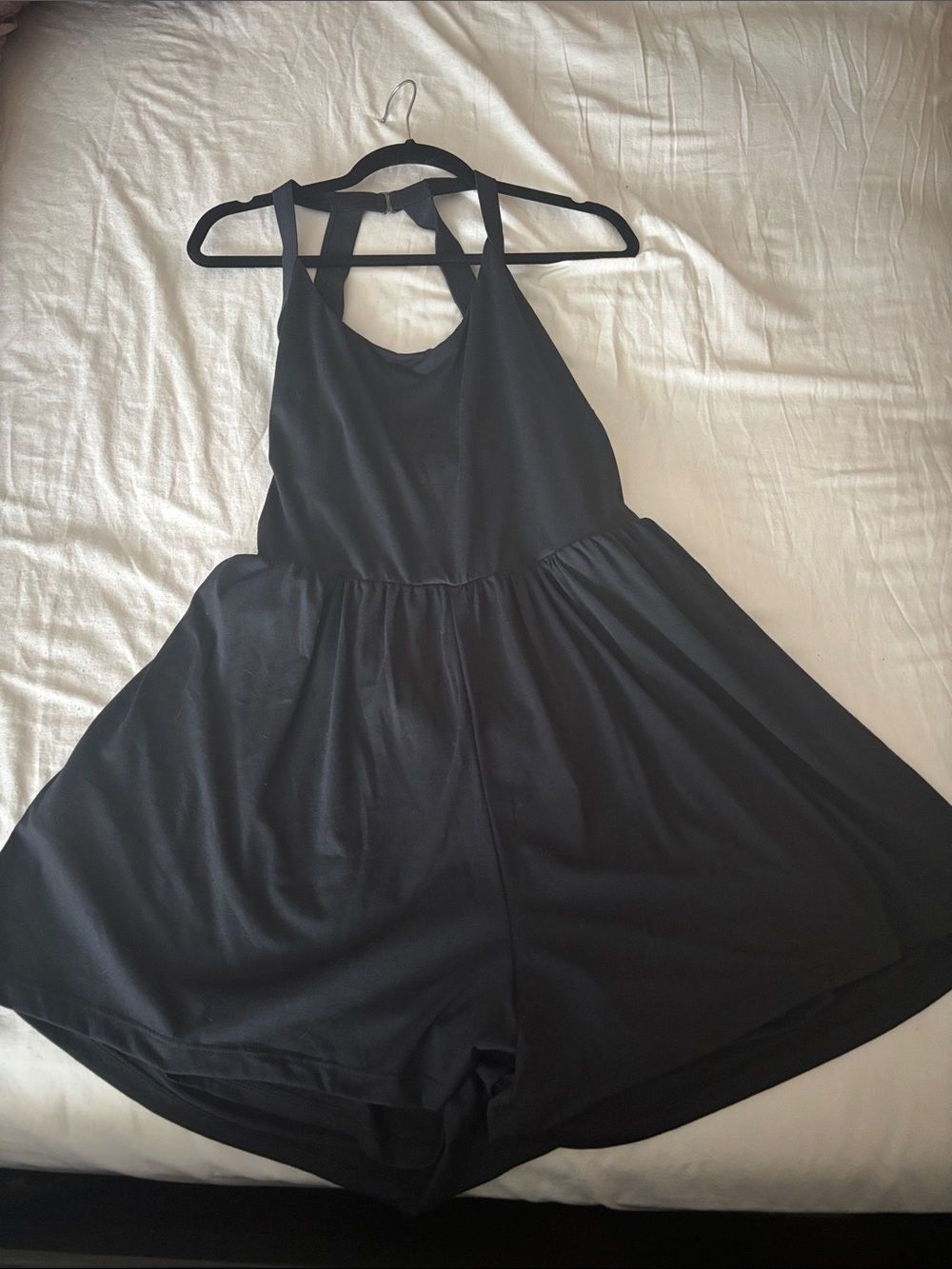 Black women’s One-Piece Halter Romper - Classic Black